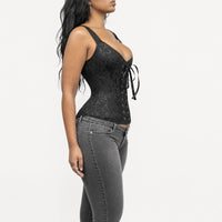 Luna Rune Strapped Sweetheart Boned Lace-Up Corset