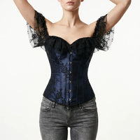 Luna Rune Floral Boned Lace-Up Corset