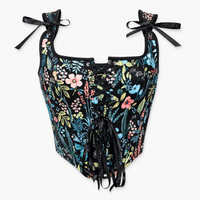 Luna Rune 32 Floral Strapped Boned Corset