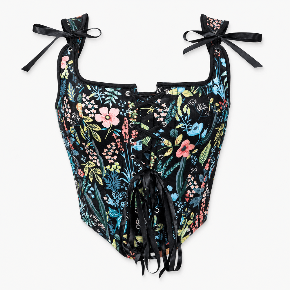 Luna Rune 32 Floral Strapped Boned Corset