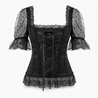 Luna Rune 34 Boned Puff-Sleeve Lace-Up Corset