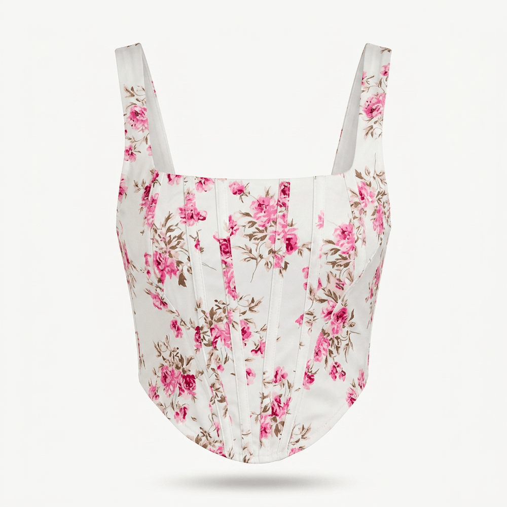 Luna Rune 34 Floral Square-Neck Boned Corset