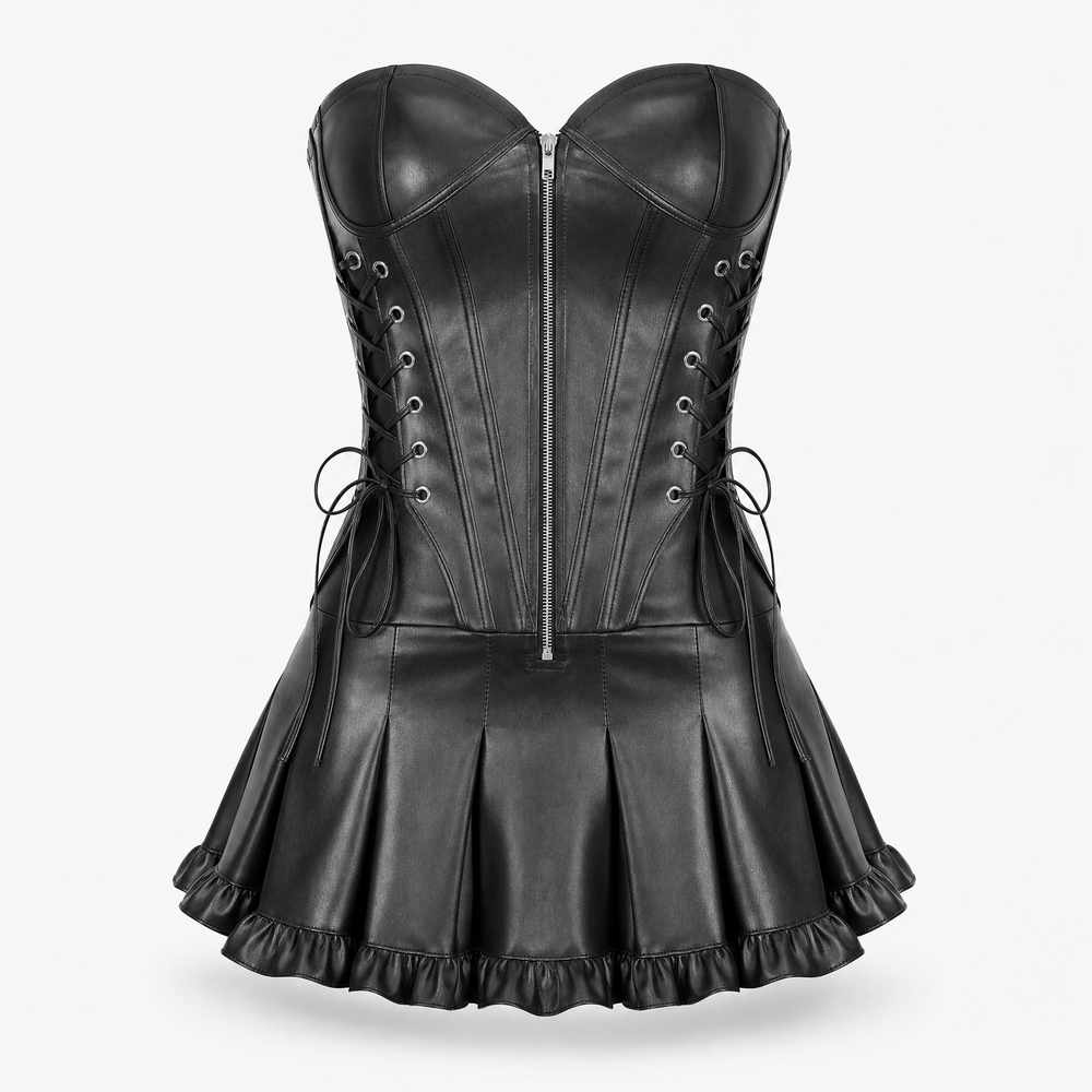 Luna Rune 34 Zip-Front Pleated Corset Dress