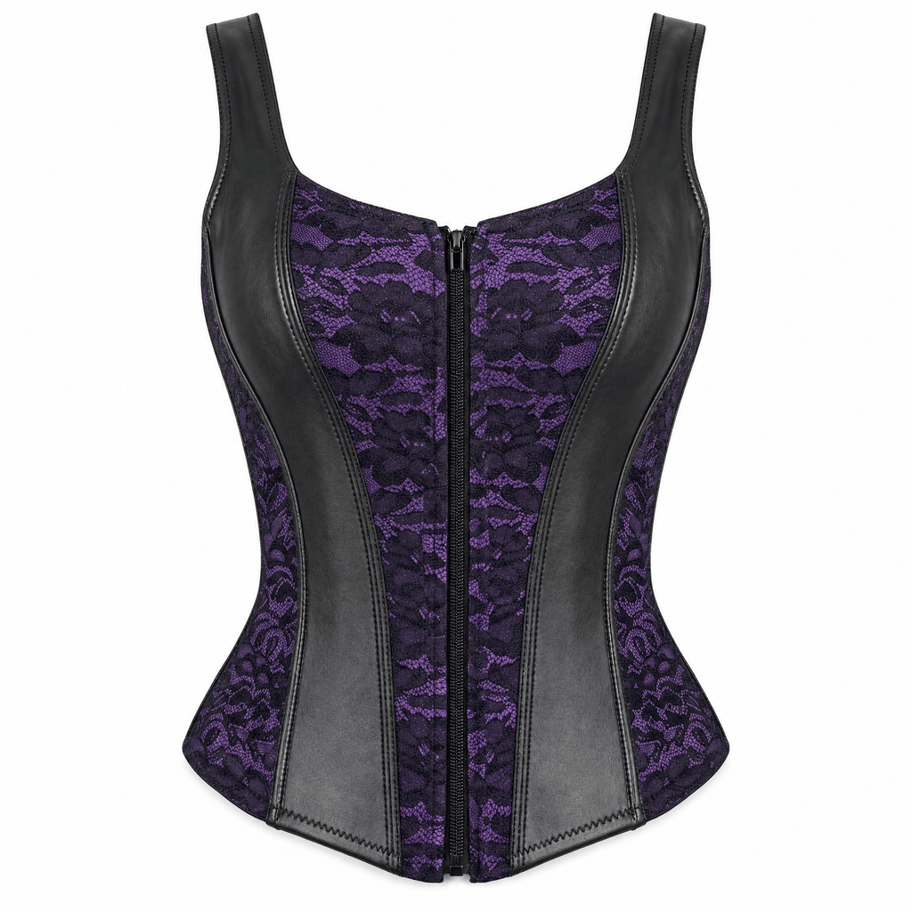 Luna Rune 34 Zipped-Front Strapped Boned Corset