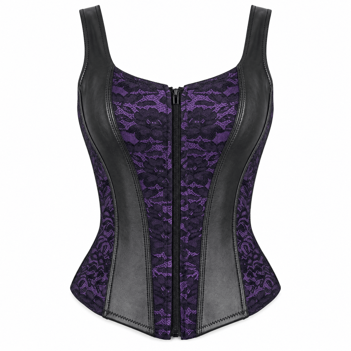 Luna Rune 34 Zipped-Front Strapped Boned Corset