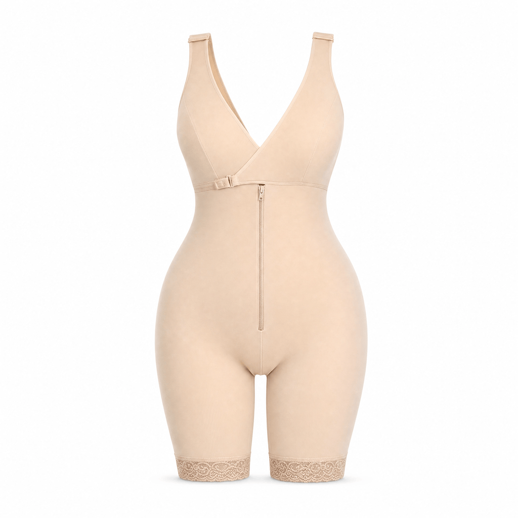 Luna Rune Beige / S Deep-V Hook-Eye Shaping Bodysuit