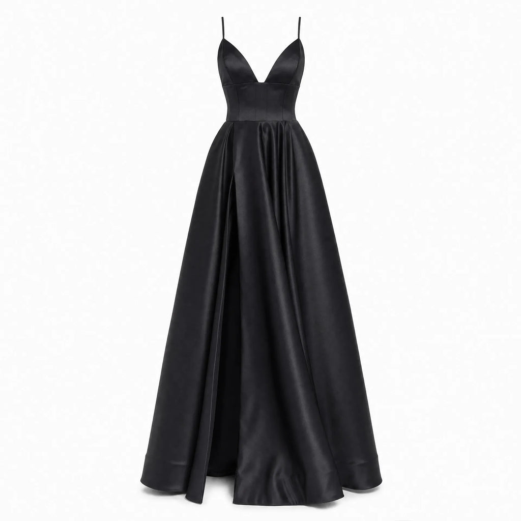 Luna Rune Black / 32 Boned Ruched Wedding Corset Dress