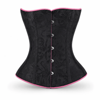 Luna Rune Black / S Boned Front-Busk Hook-Eye Corset