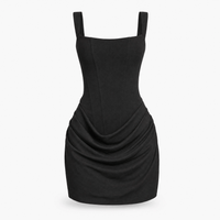 Luna Rune Black / S Ruched Square-Neck Mini Corset Dress