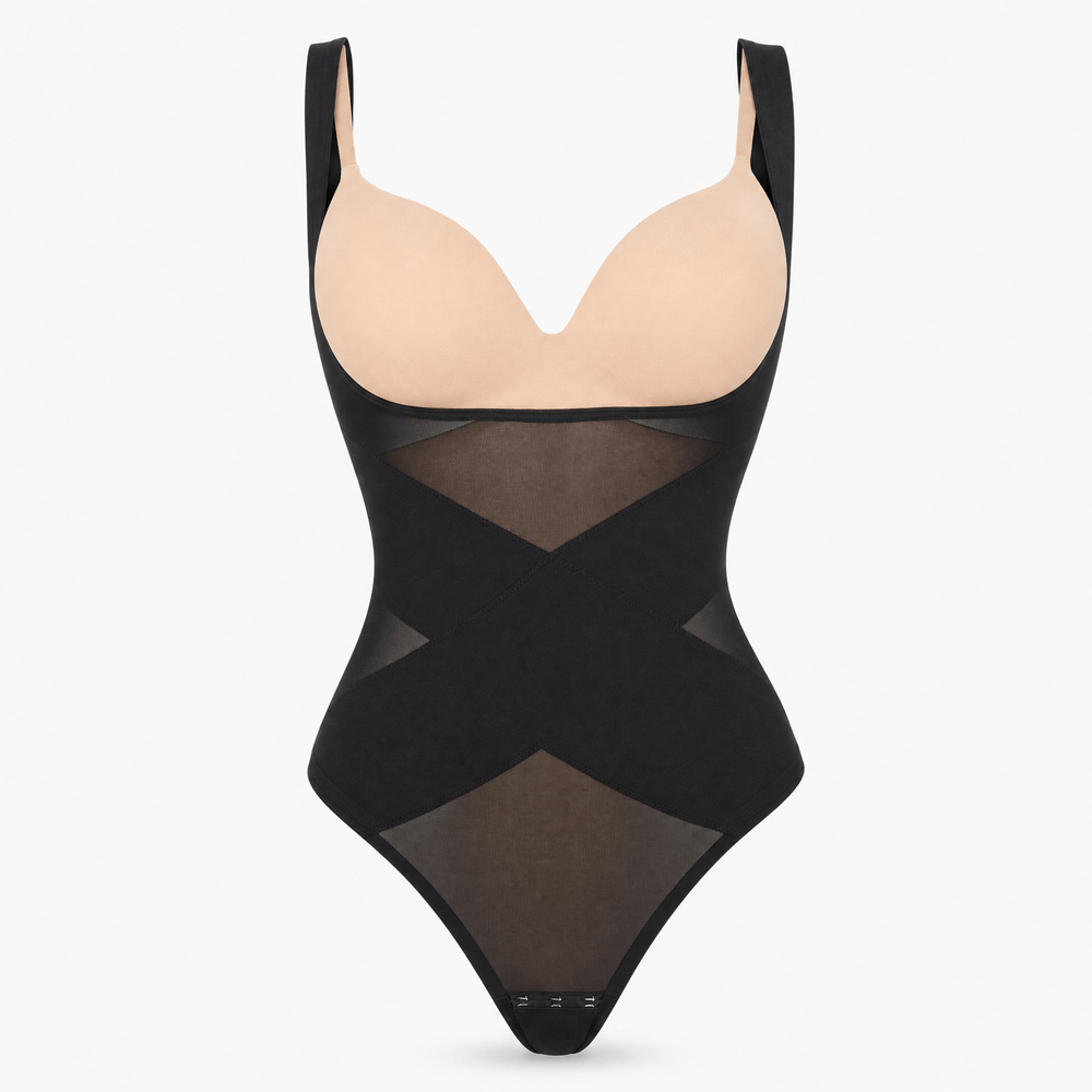 Luna Rune Black / S Shaping-Panel Hook-Eye Bodysuit
