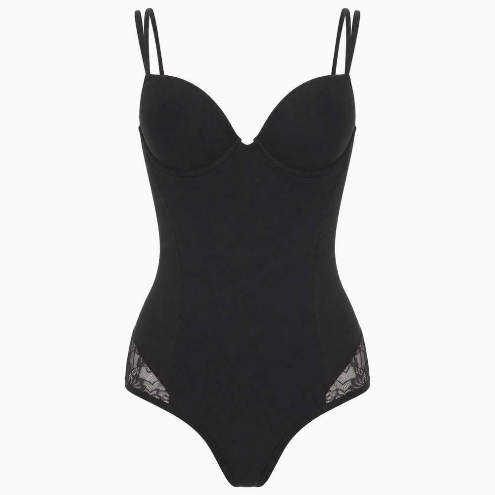 Luna Rune Black / S Underwired Lace-Detail Bodysuit
