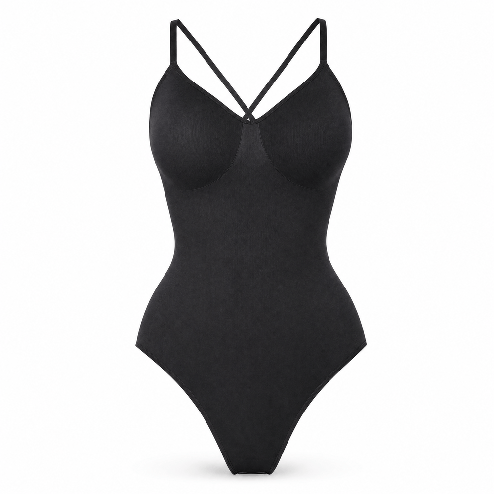 Luna Rune Black / XS Tummy-Control Criss-Cross Bodysuit