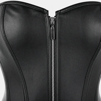 Luna Rune Boned Front-Zip Leather Corset