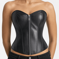 Luna Rune Boned Front-Zip Leather Corset