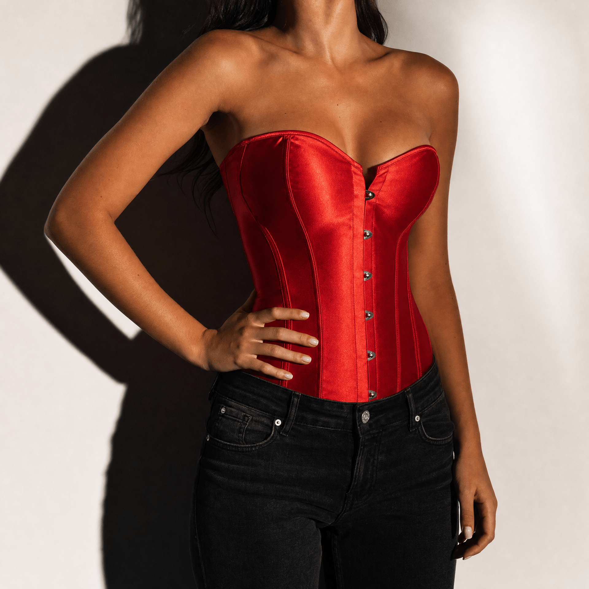 Luna Rune Boned Hook-Eye Plunge Lace-Up Corset