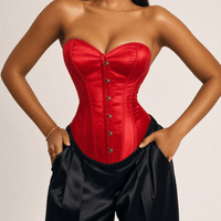 Luna Rune Boned Hook-Eye Plunge Lace-Up Corset