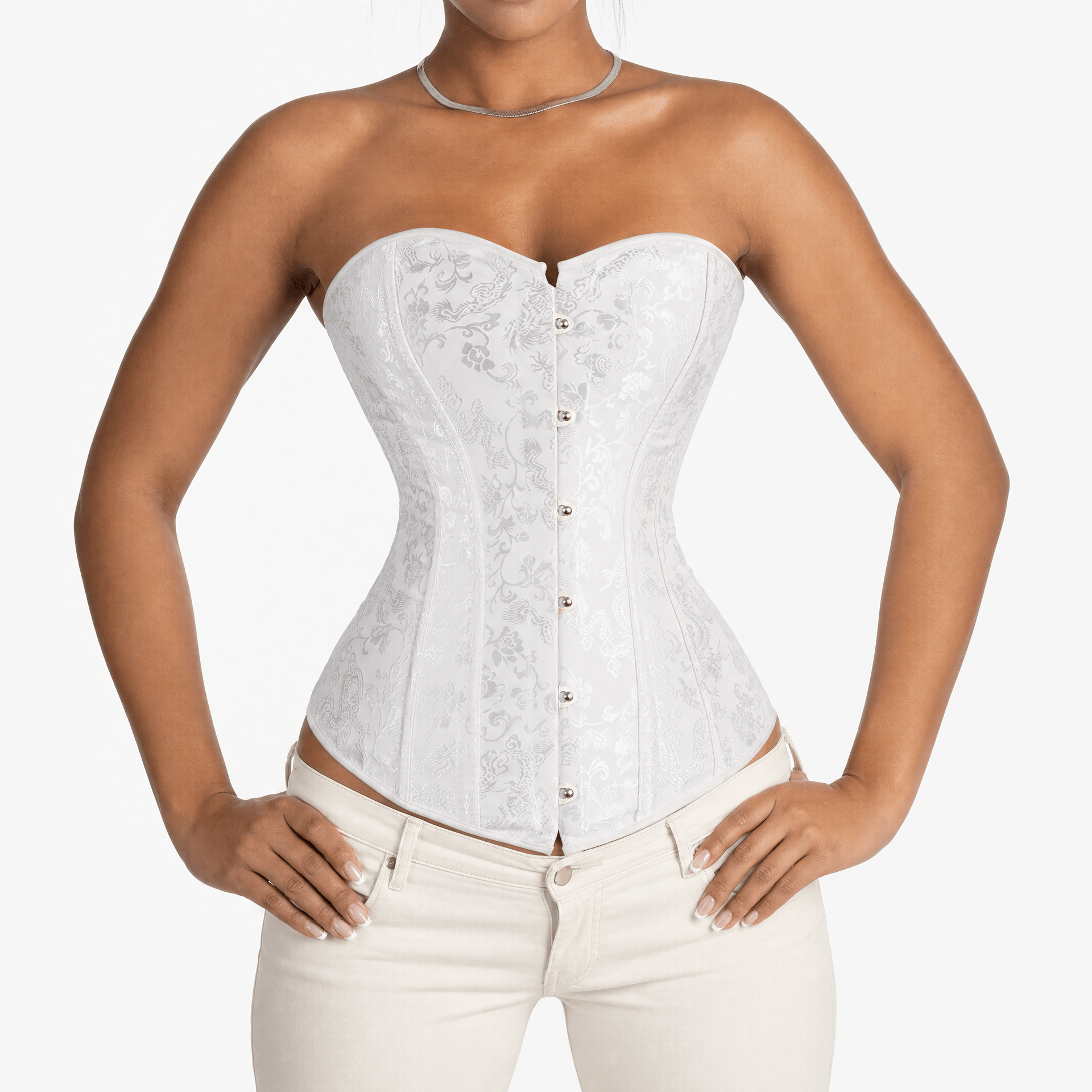 Luna Rune Boned Lace-Up Front Hook-Eye Corset