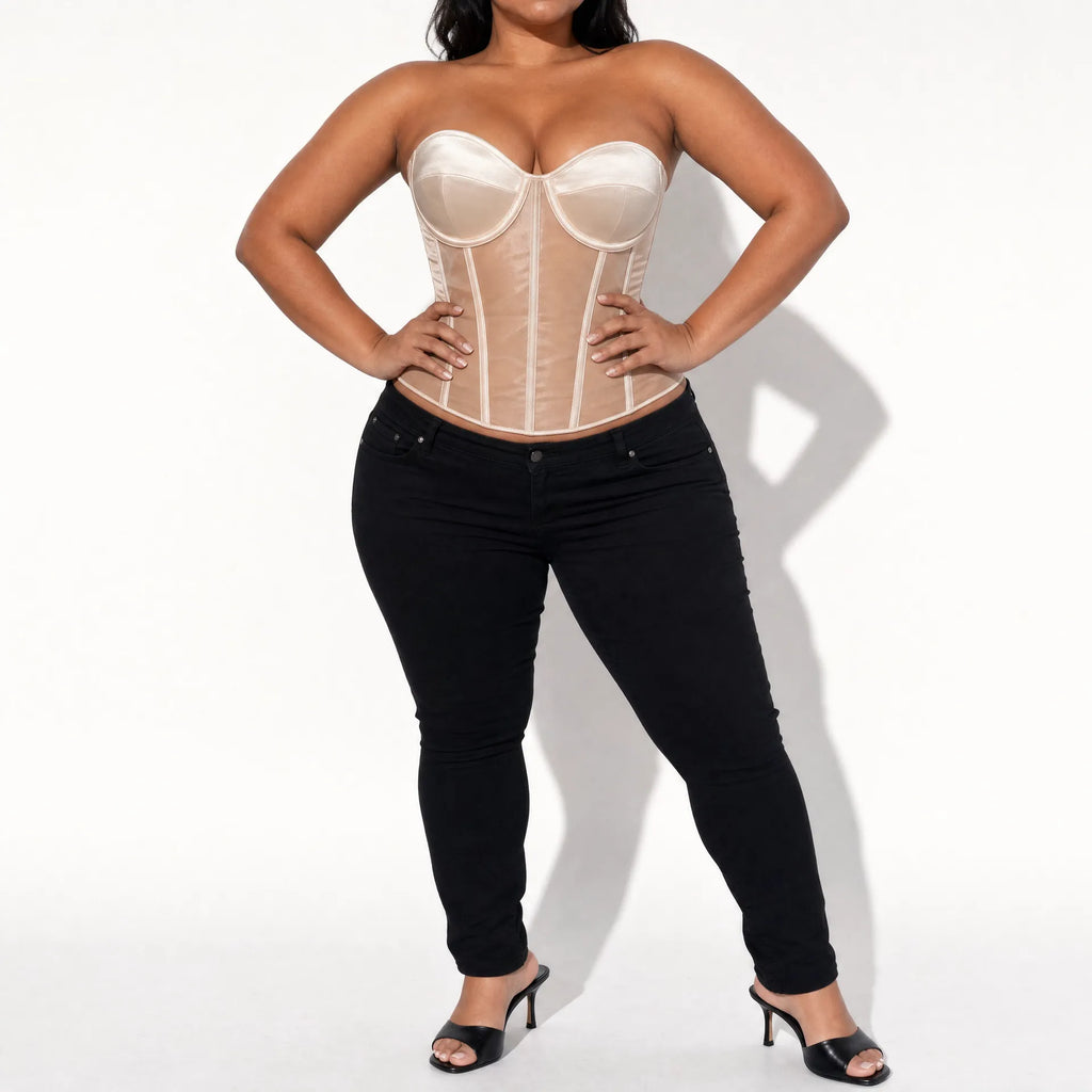 Luna Rune Boned Lace-Up Hook-Eye Corset