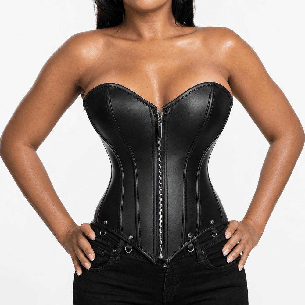 Luna Rune Boned Lace-Up Leather Corset