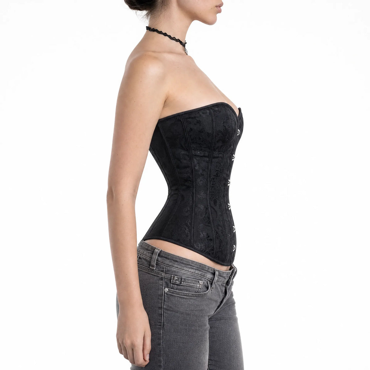 Luna Rune Boned Lace-Up Zip-Detail Corset