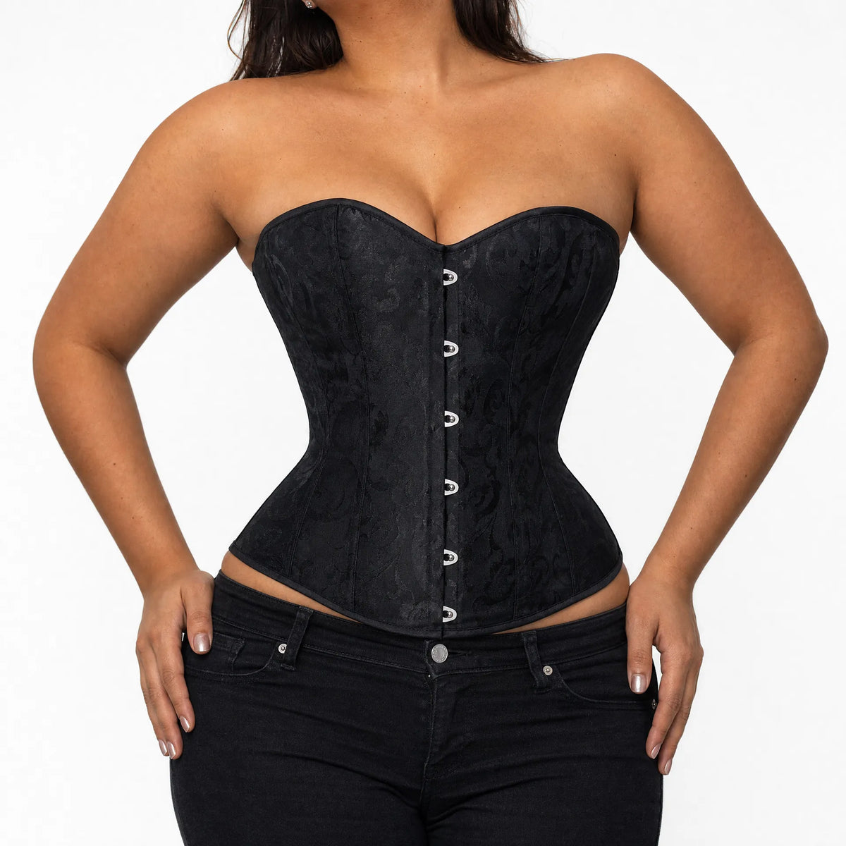 Luna Rune Boned Lace-Up Zip-Detail Corset