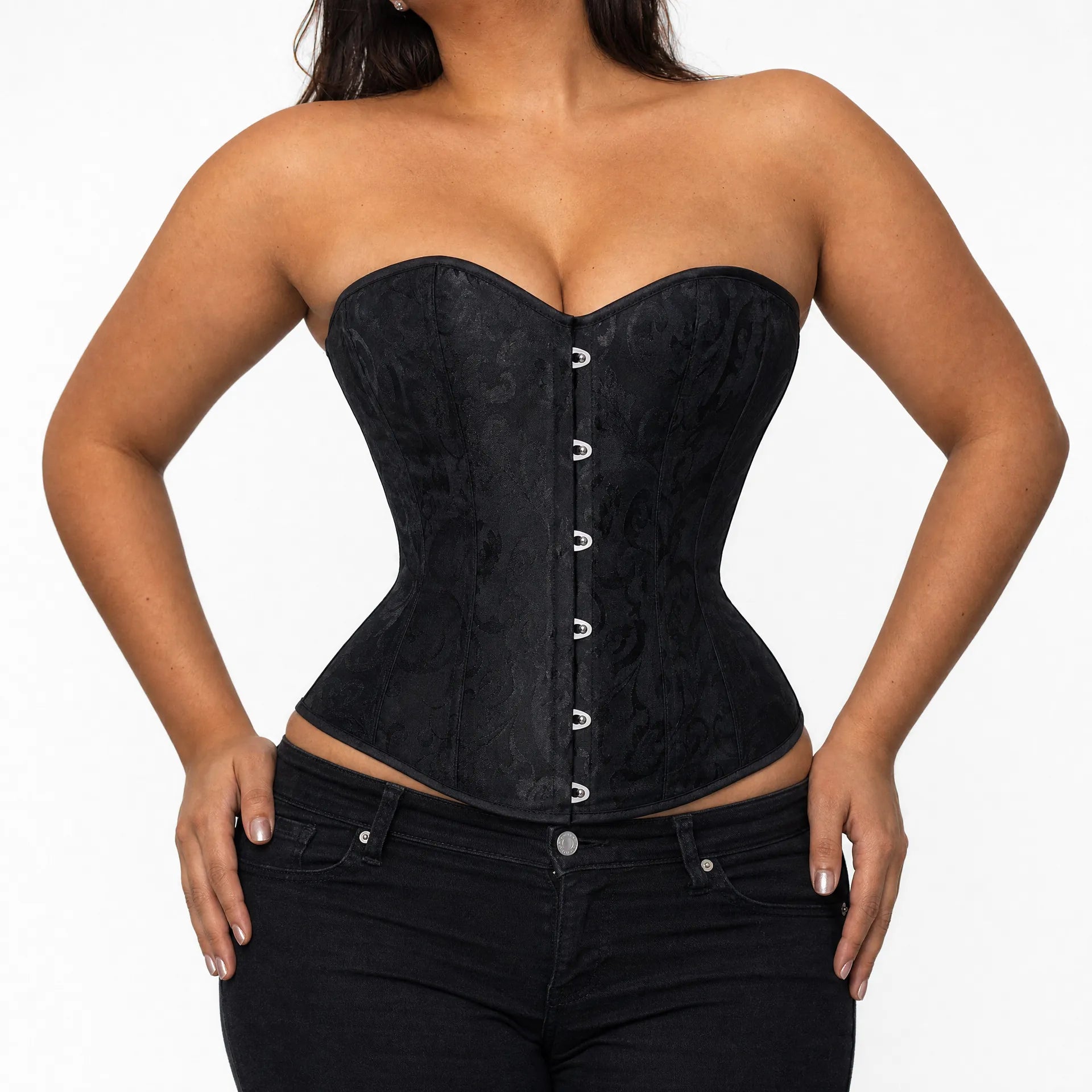 Luna Rune Boned Lace-Up Zip-Detail Corset