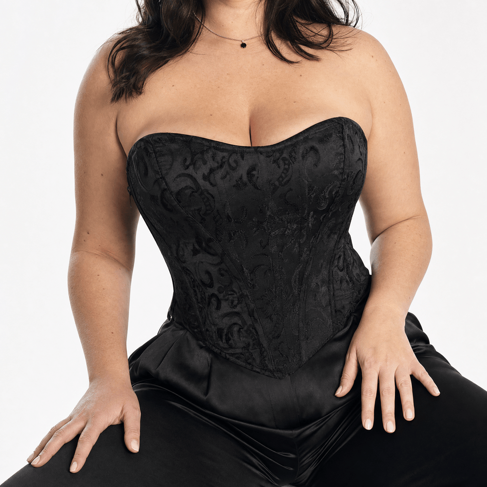 Luna Rune Boned Lace-Up Zip-Up Corset