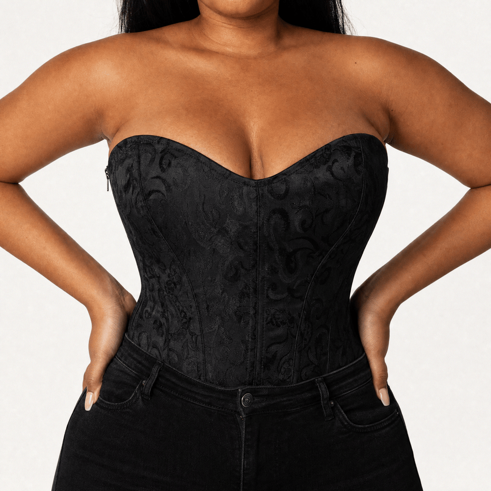 Luna Rune Boned Lace-Up Zip-Up Corset
