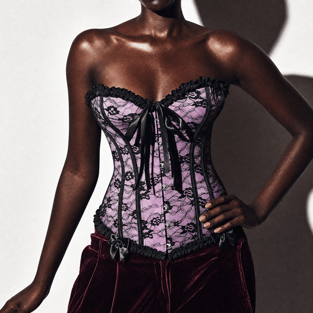 Luna Rune Boned Overlay-Lace Structured Corset