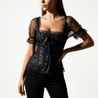 Luna Rune Boned Puff-Sleeve Lace-Up Corset