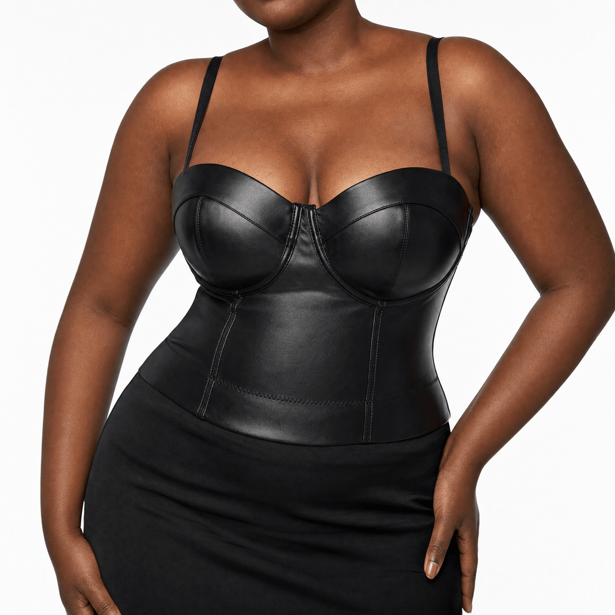 Luna Rune Boned Strappy Cupped Leather Corset