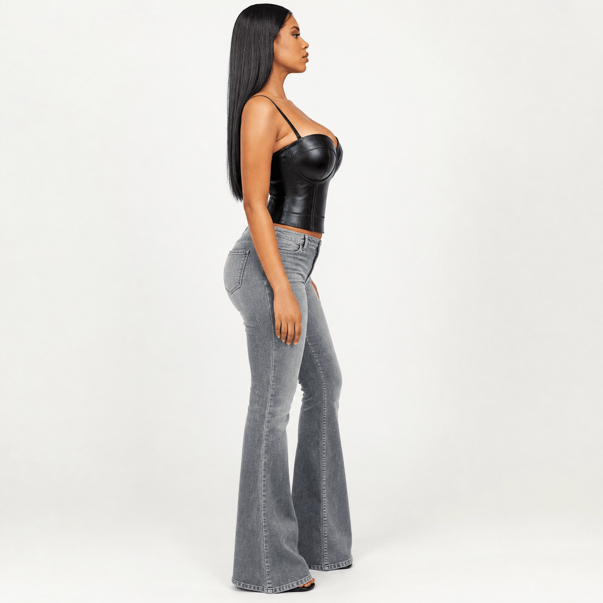 Luna Rune Boned Strappy Cupped Leather Corset