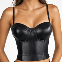 Luna Rune Boned Strappy Cupped Leather Corset