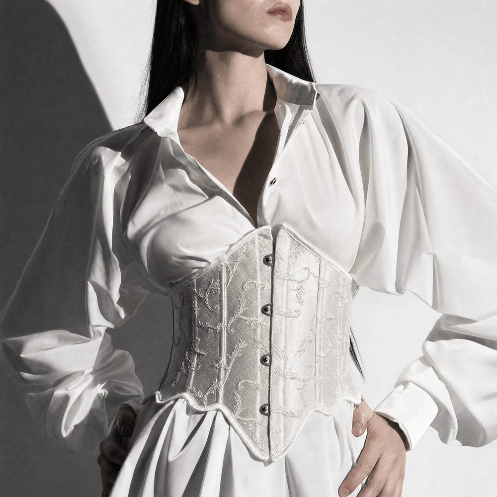 Luna Rune Embroidered Boned Lace-Up Corset Belt