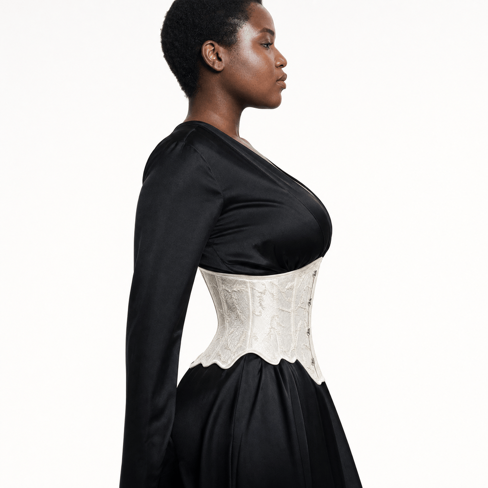 Luna Rune Embroidered Boned Lace-Up Corset Belt