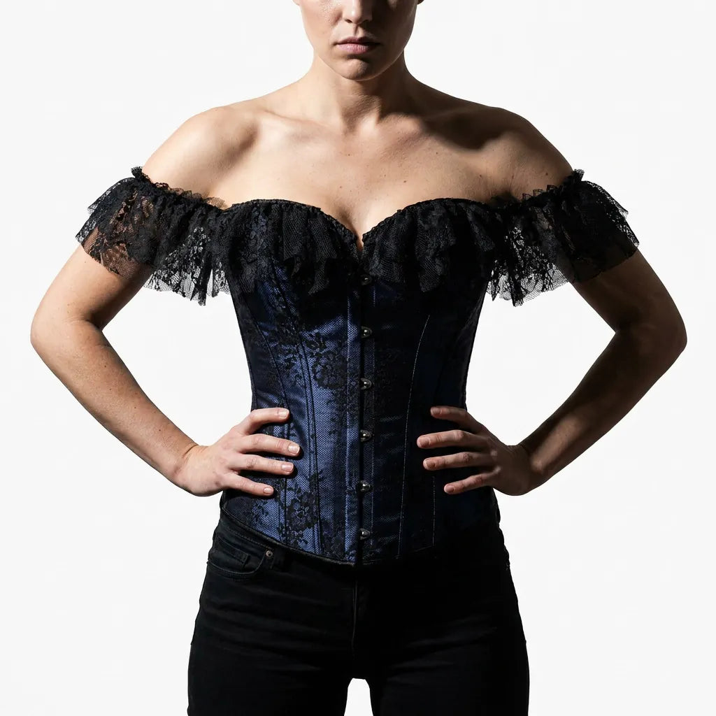 Luna Rune Floral Boned Lace-Up Corset