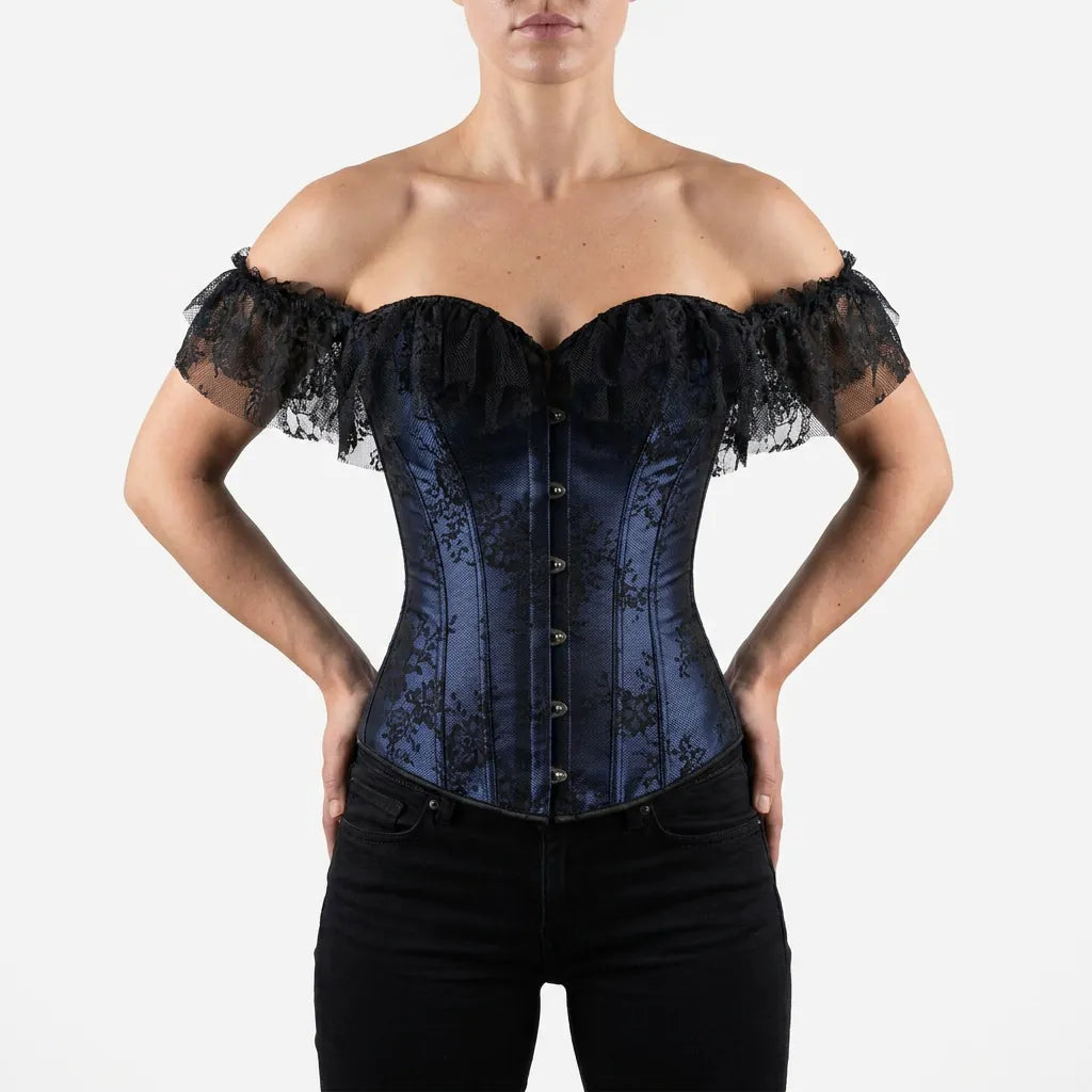 Luna Rune Floral Boned Lace-Up Corset