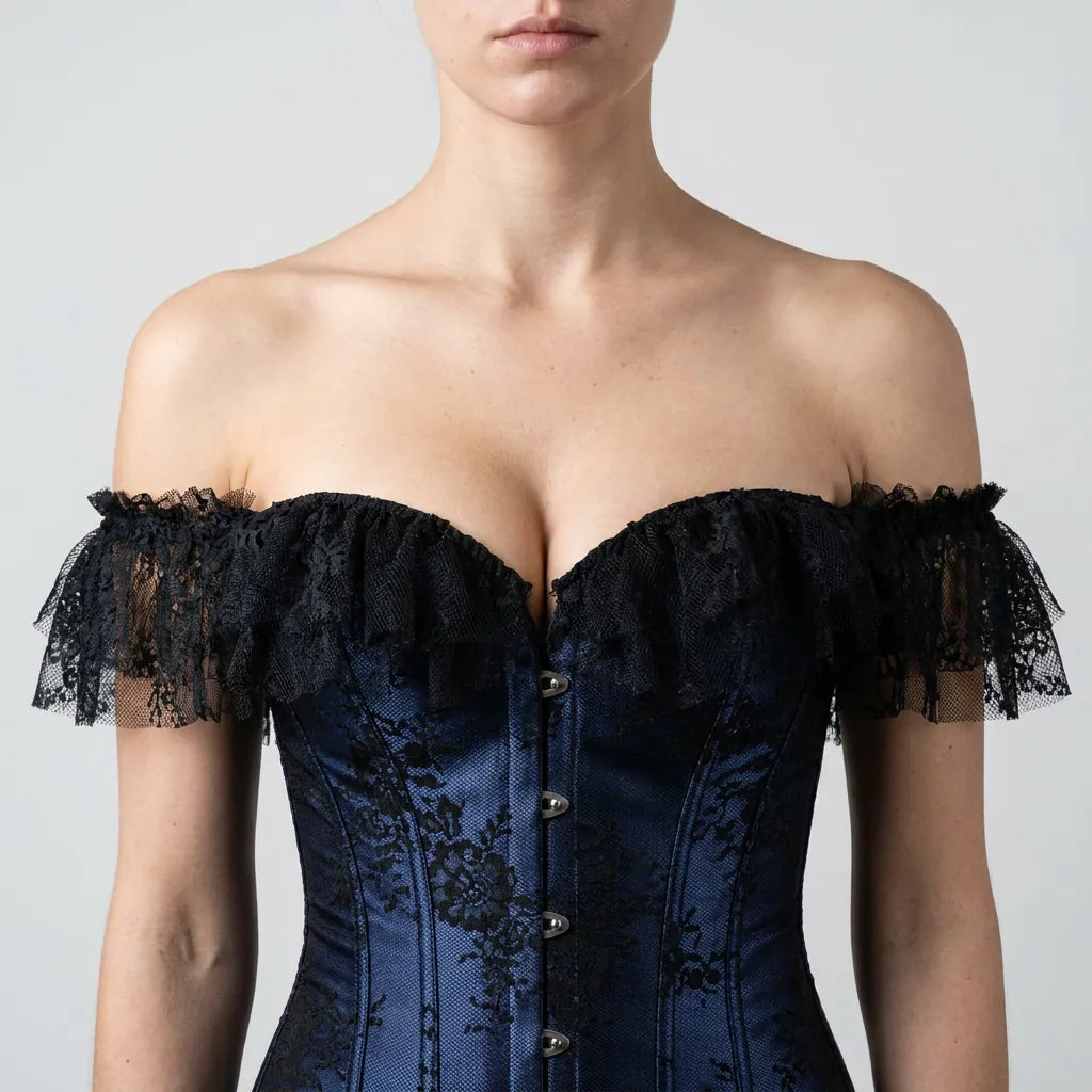 Luna Rune Floral Boned Lace-Up Corset