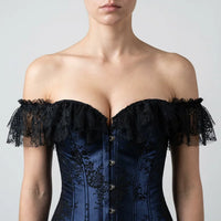 Luna Rune Floral Boned Lace-Up Corset