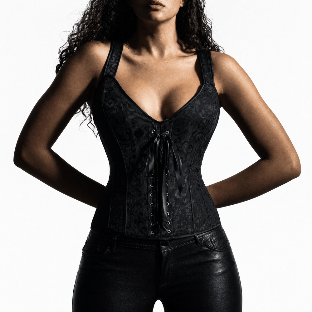 Luna Rune Floral Boned Lace-Up Front Corset