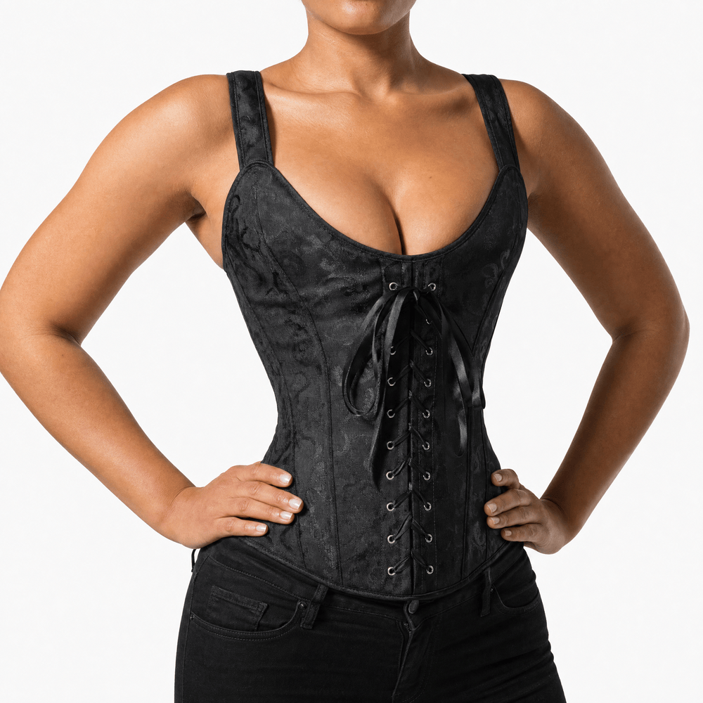 Luna Rune Floral Boned Lace-Up Front Corset