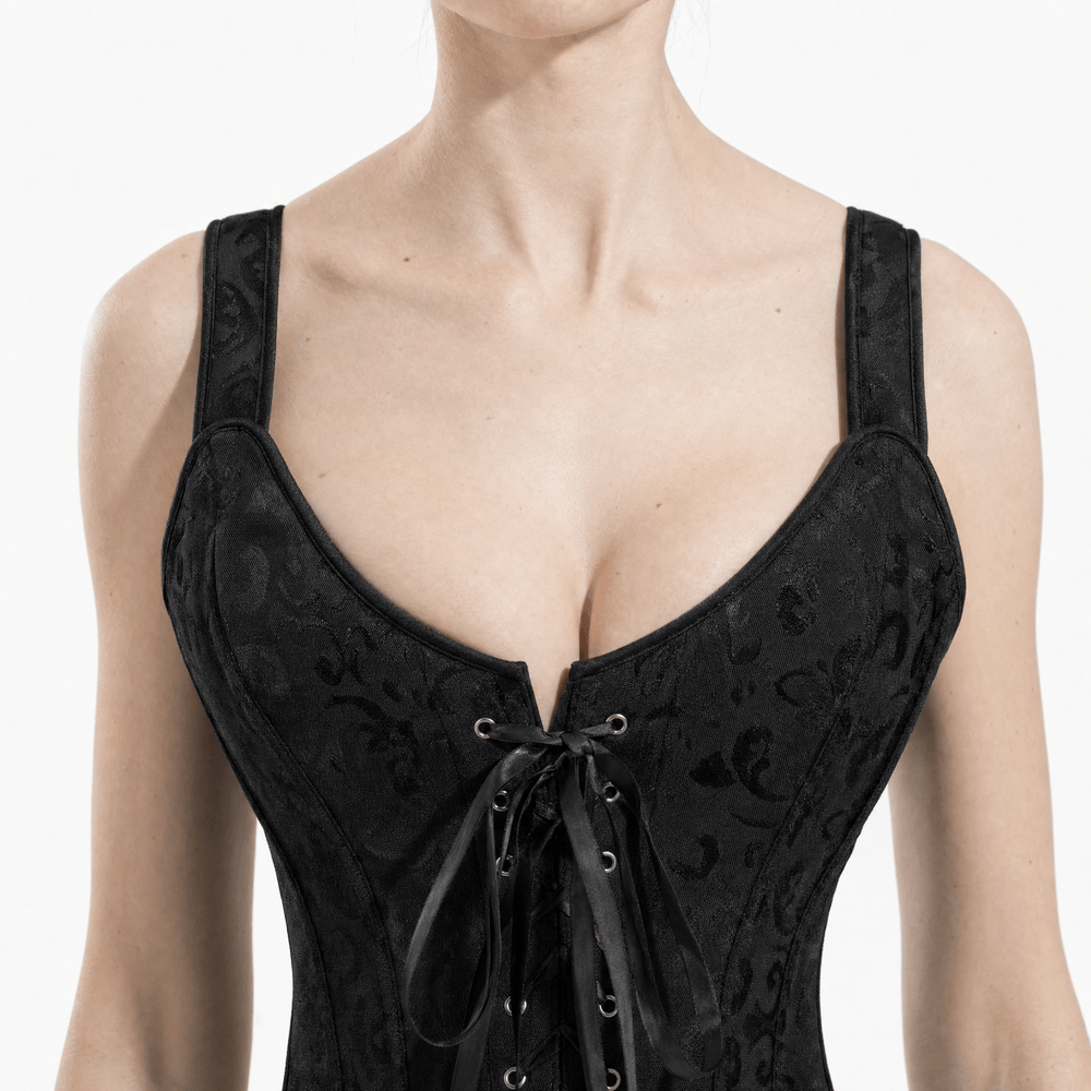 Luna Rune Floral Boned Lace-Up Front Corset