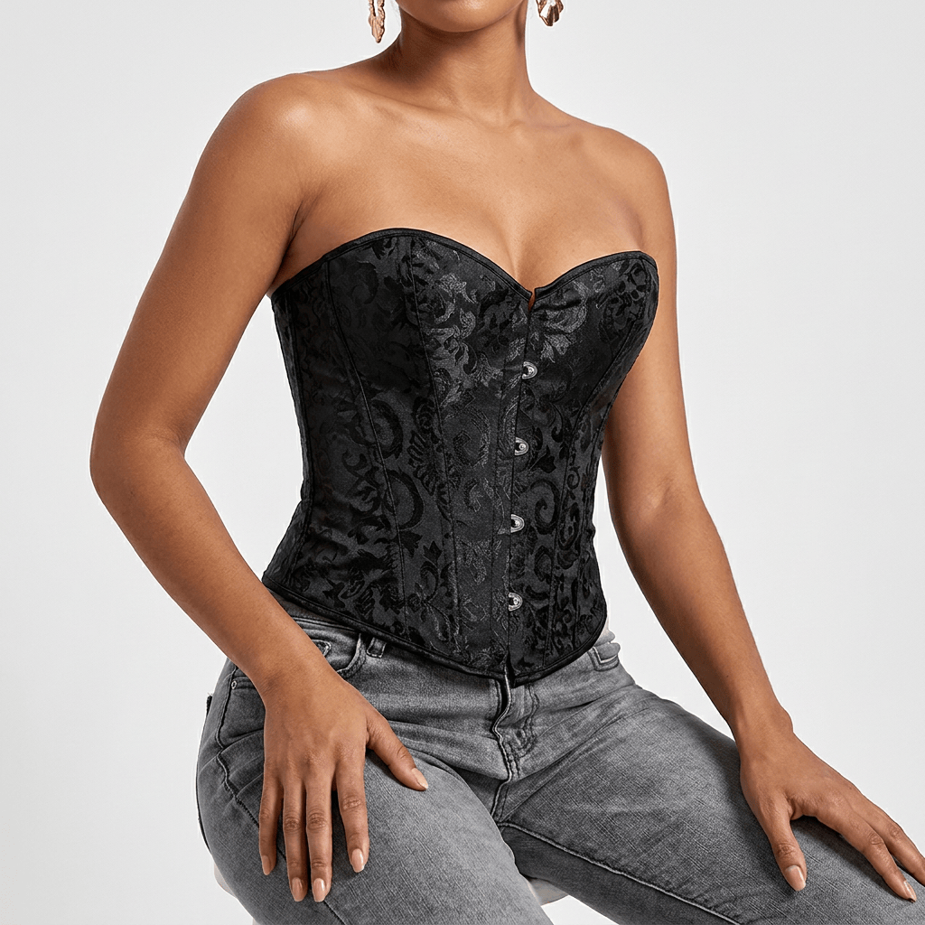 Luna Rune Floral Front-Clasp Boned Corset
