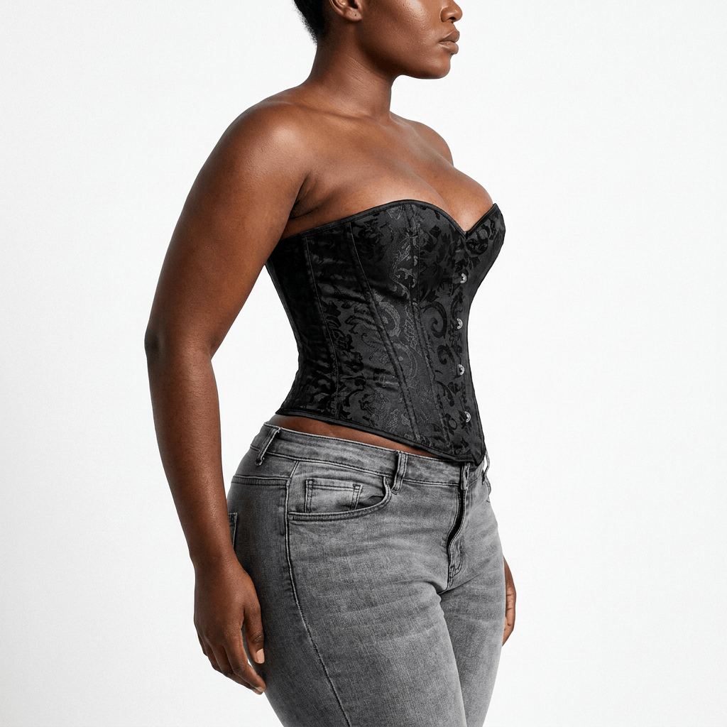 Luna Rune Floral Front-Clasp Boned Corset