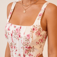 Luna Rune Floral Square-Neck Boned Corset
