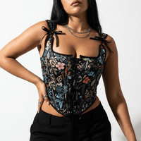 Luna Rune Floral Strapped Boned Corset