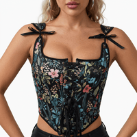 Luna Rune Floral Strapped Boned Corset
