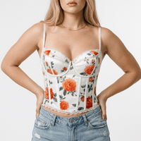Luna Rune Floral Strappy Lace-Trim Corset