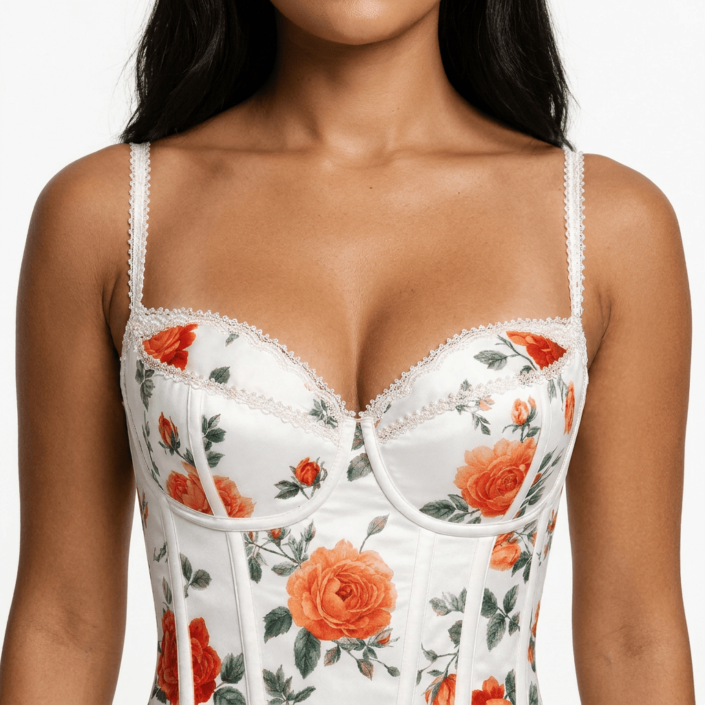 Luna Rune Floral Strappy Lace-Trim Corset