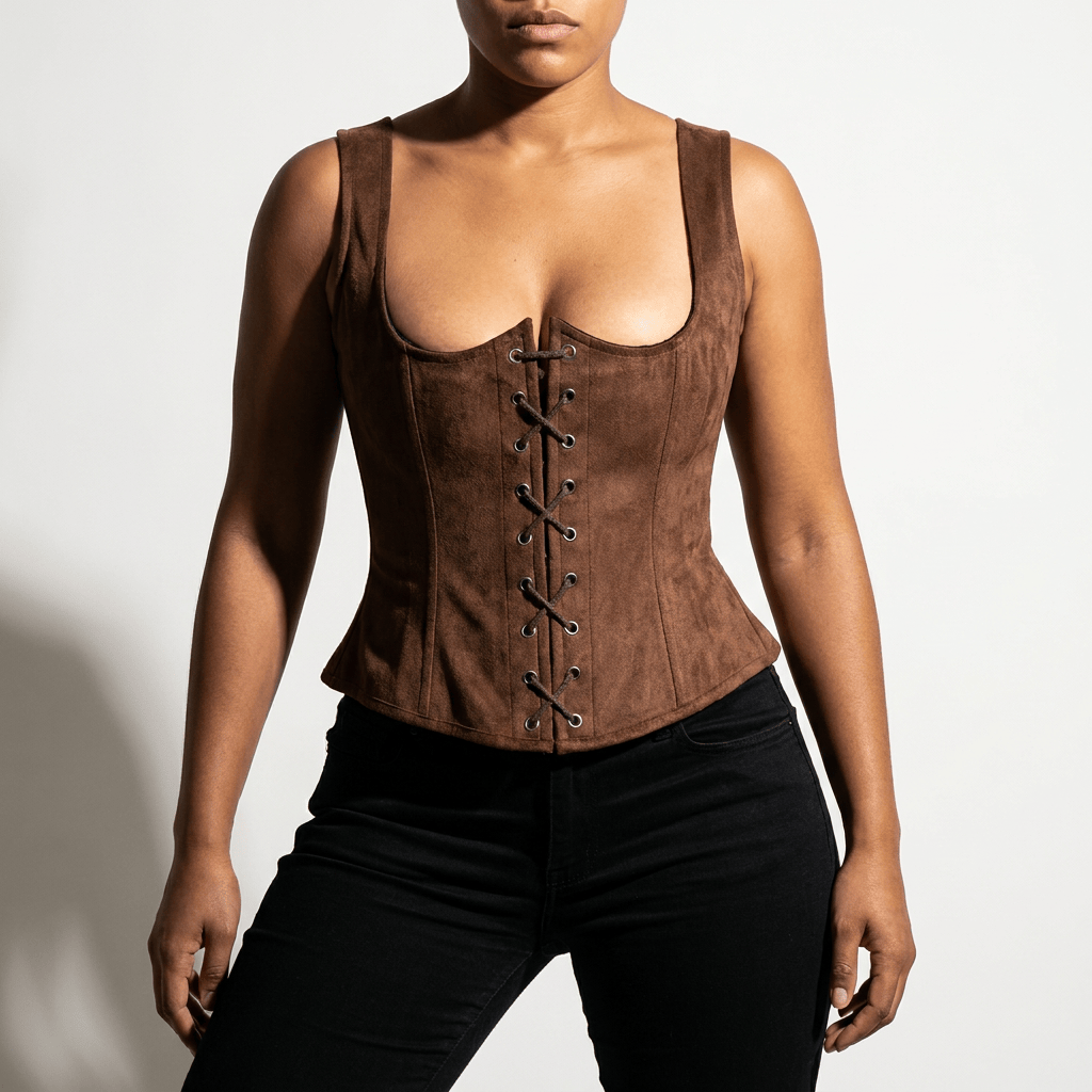 Luna Rune Gothic Strapped Lace-Up Corset